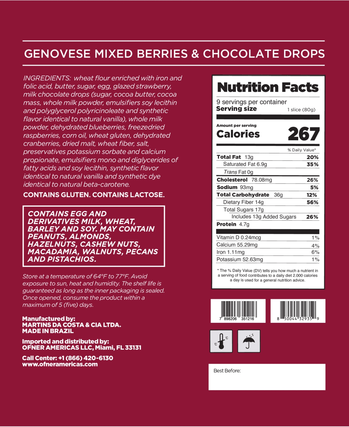 Ofner Mixed Berries Chocolate Panettone, 26.46 oz In Transparent