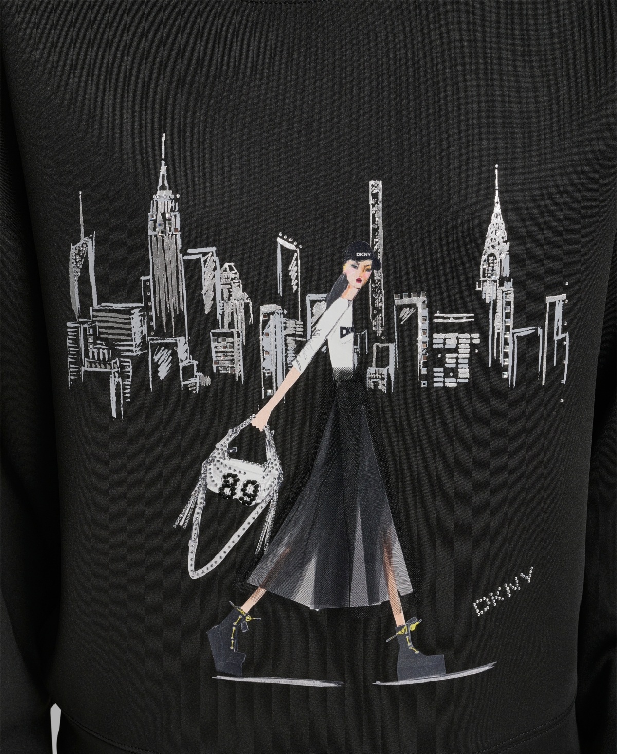 Dkny Women's Empire State Building Graphic Print Sweatshirt In Black