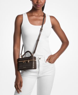 Michael Kors Jana Extra-Small Crocodile Embossed Leather Convertible Crossbody Bag