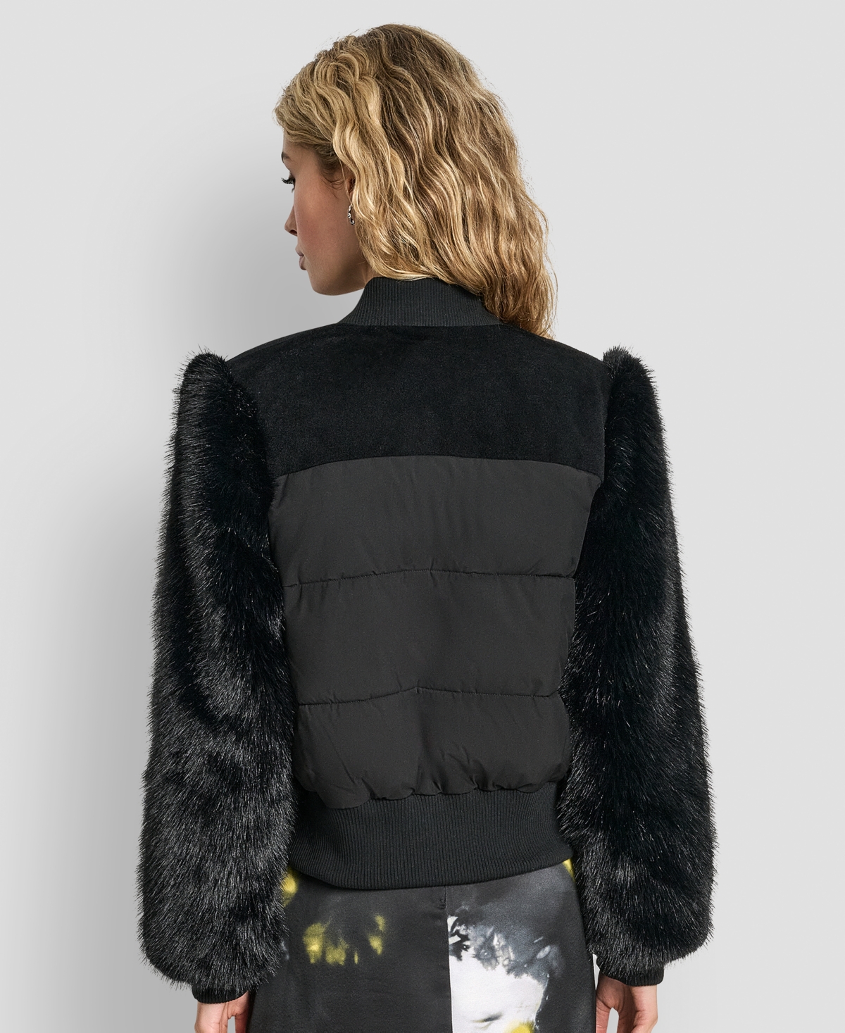 Dkny Women's Cropped Bomber Long Sleeve Jacket In Black