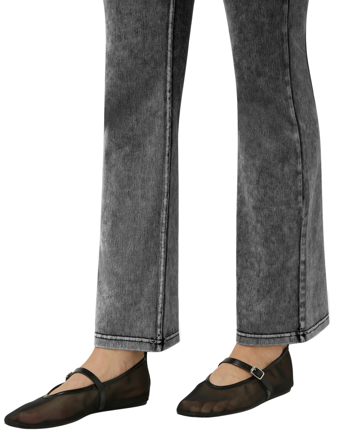 Hue Women's High-rise Denim Baby Bootcut Leggings In Gray