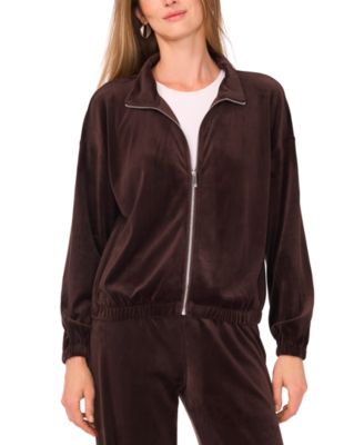 Women's Velour Zip-Front Mock Neck Jacket