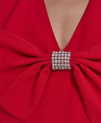 Petite Bow Front Fit and Flare Dress