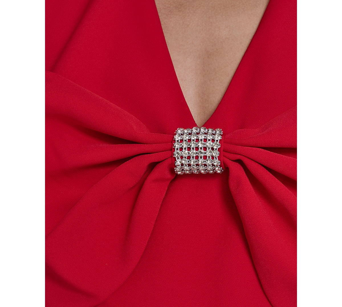 Eliza J Petite Bow Front Fit And Flare Dress In Red
