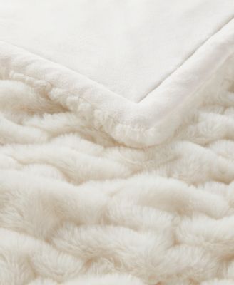 Ruched Reversible Faux-Fur Throw, 50 x  60