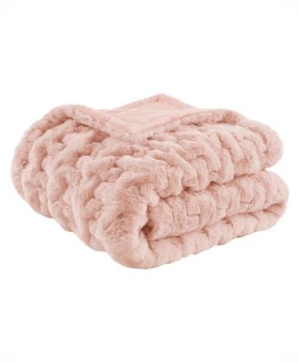 Ruched Reversible Faux-Fur Throw, 50" x 60"