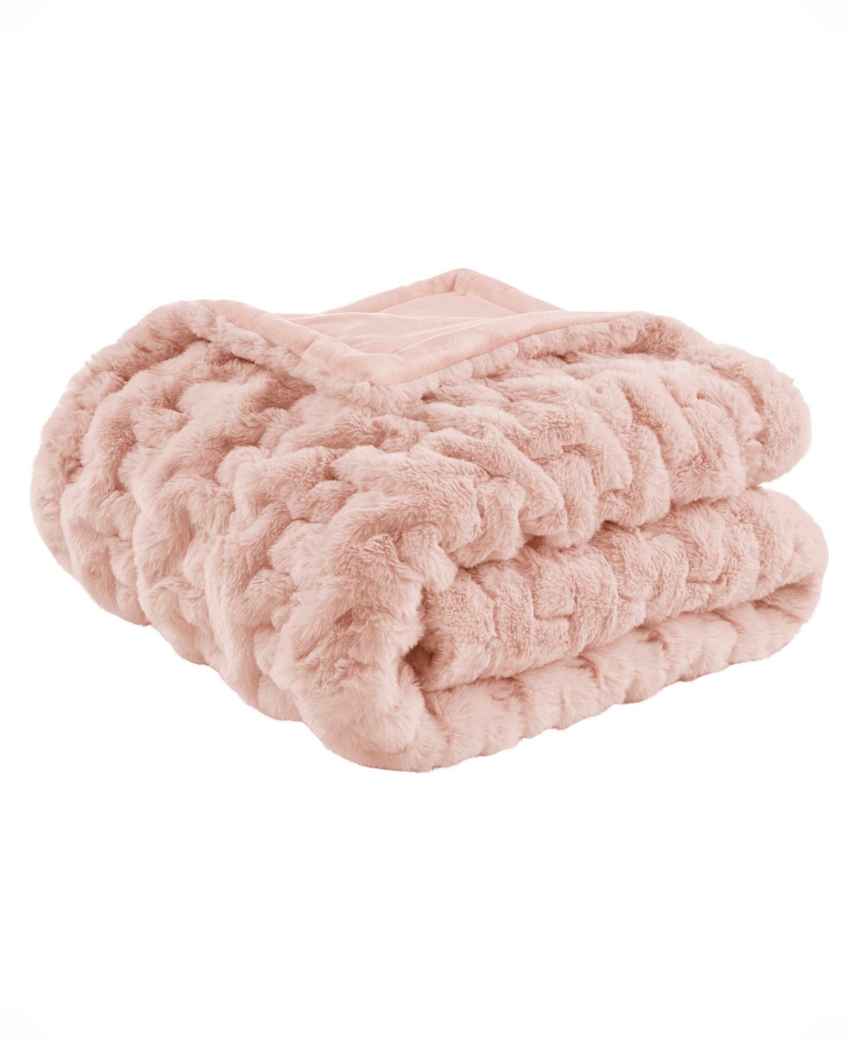 Madison Park Ruched Reversible Faux-Fur Throw, 50" x 60"