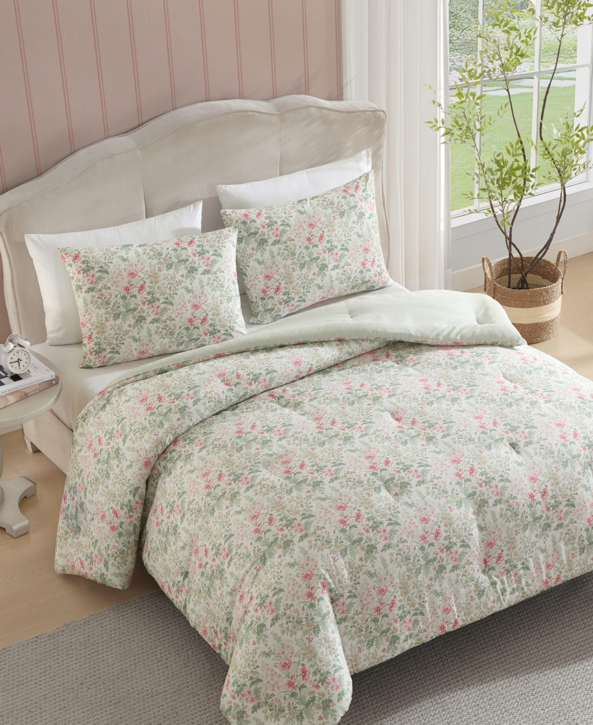 Laura Ashley Arden Floral Washed Microfiber Comforter Set In Multi