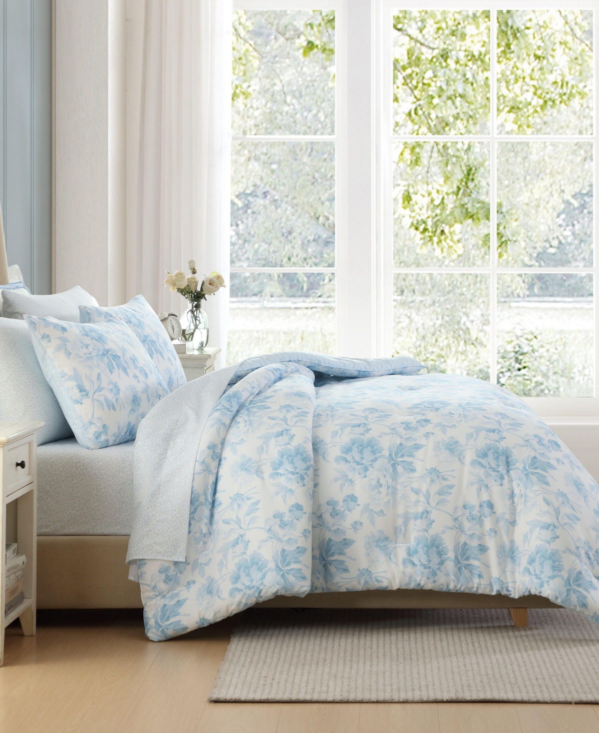 Laura Ashley Anja Textured Toile Washed Microfiber 7-pc. Comforter Set, Full/queen In Multi