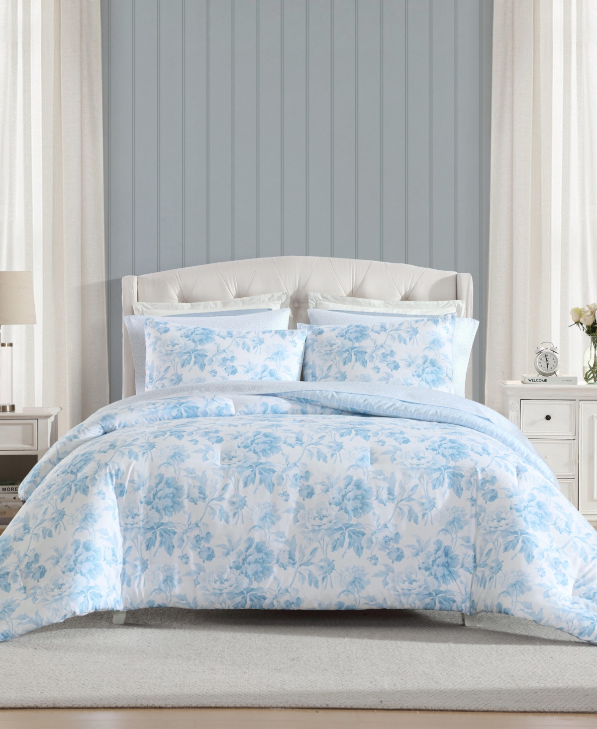 Laura Ashley Anja Textured Toile Washed Microfiber 7-pc. Comforter Set, Full/queen In Multi