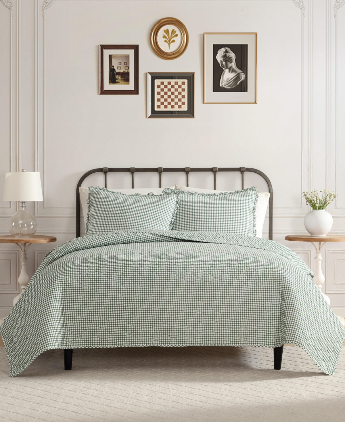 Laura Ashley Gracie's Gingham Cotton 2-pc. Quilt Set, Twin In Green