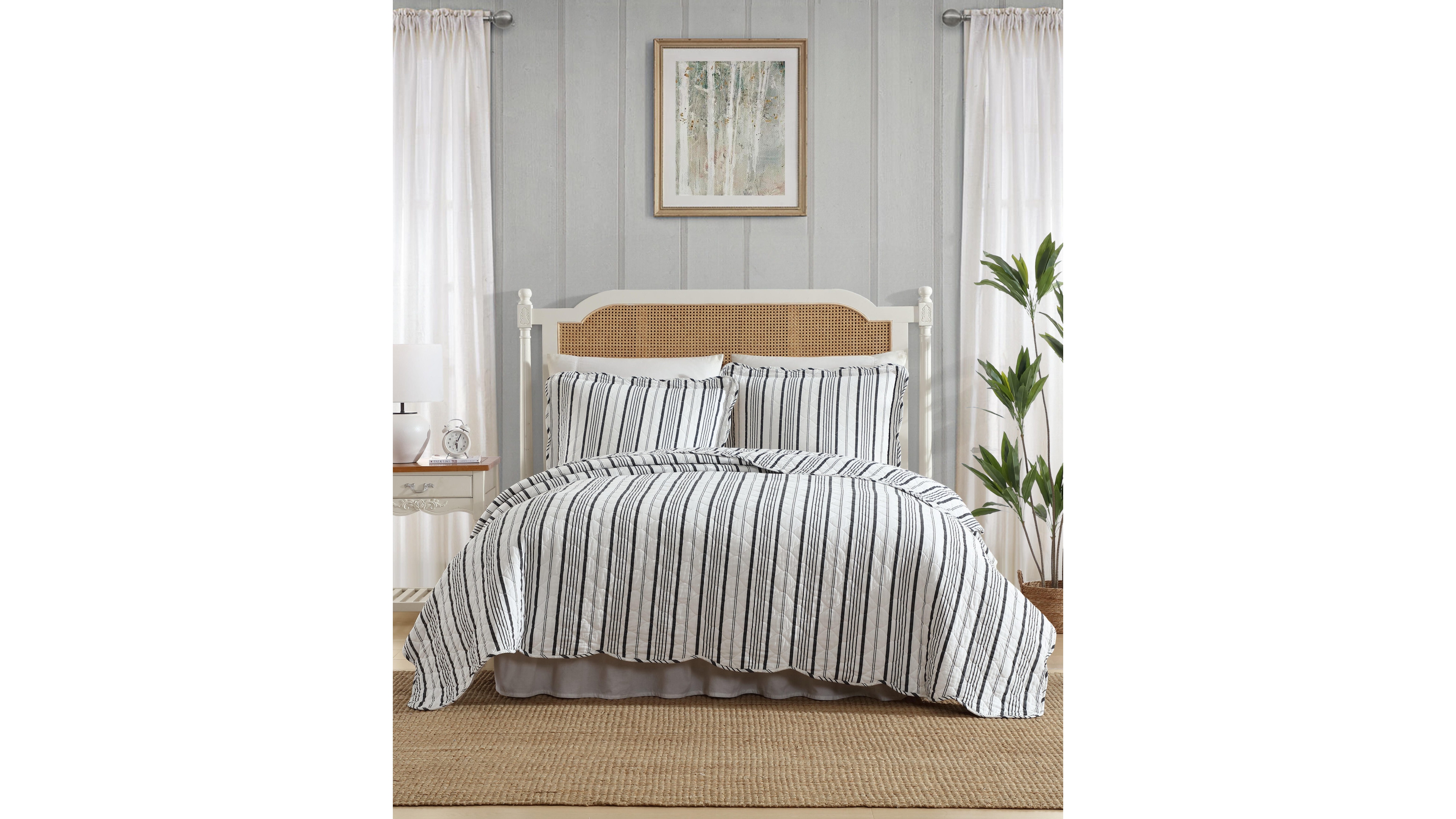 Laura Ashley Stripe Perfection Cotton 2-Pc. Quilt Set, Twin