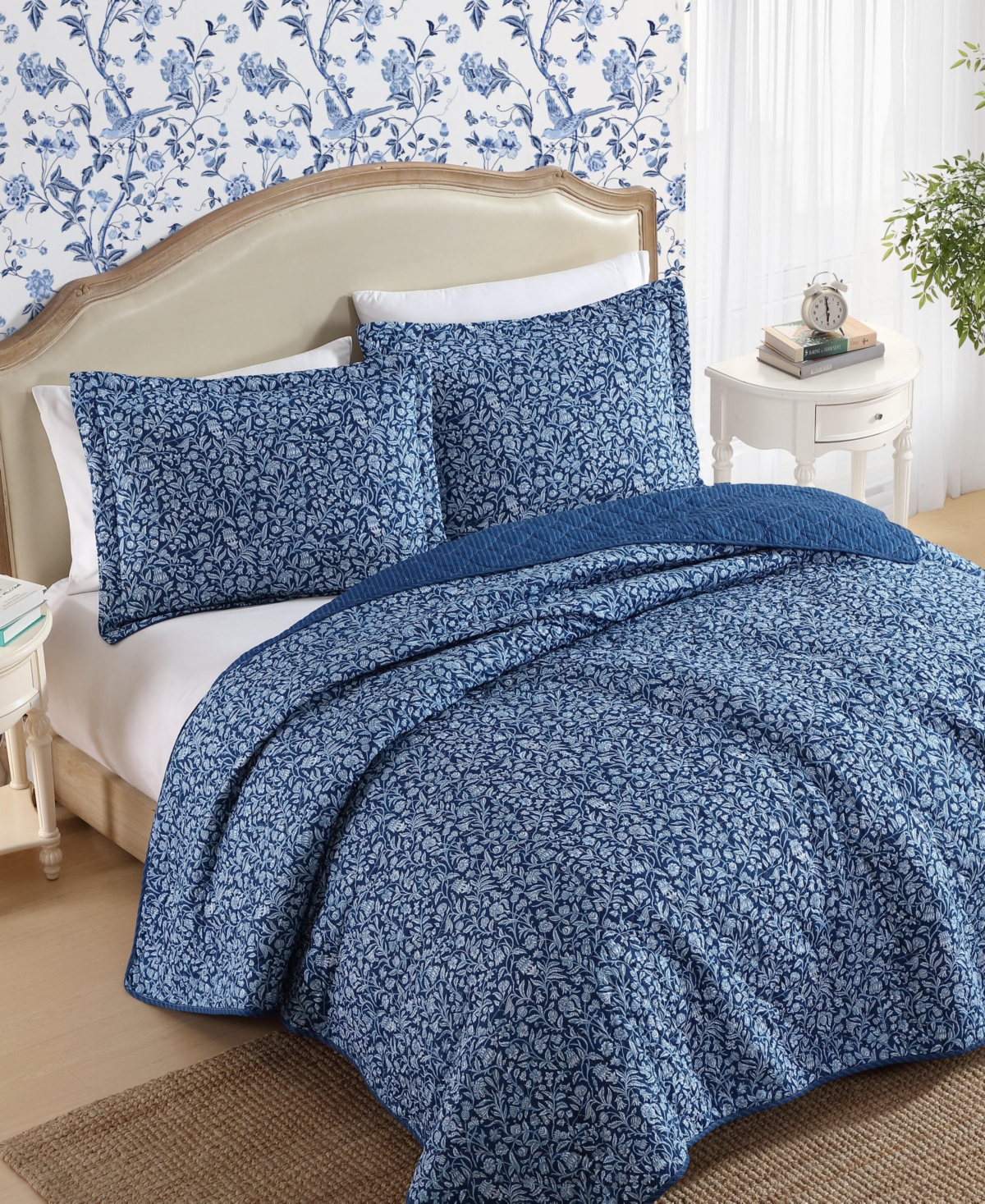 Laura Ashley Elaina Cotton 3-pc. Quilt Set, King In Blue
