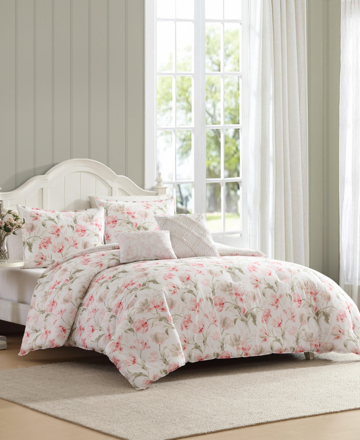 Laura Ashley Gosford Cotton 5-pc. Comforter Bonus Set, Twin In Pink