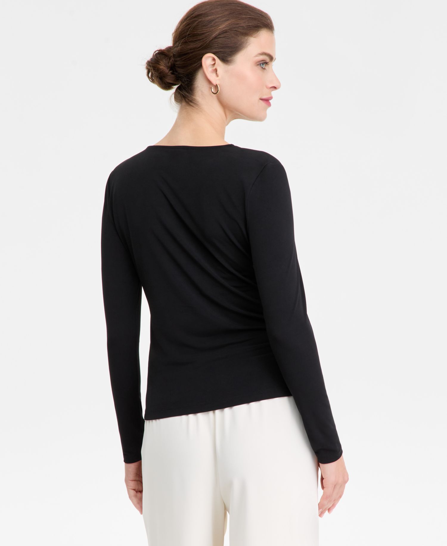 Women's Asymmetrical-Neck Long-Sleeve Top