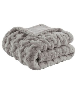 Ruched Reversible Faux-Fur Throw, 50" x 60"
