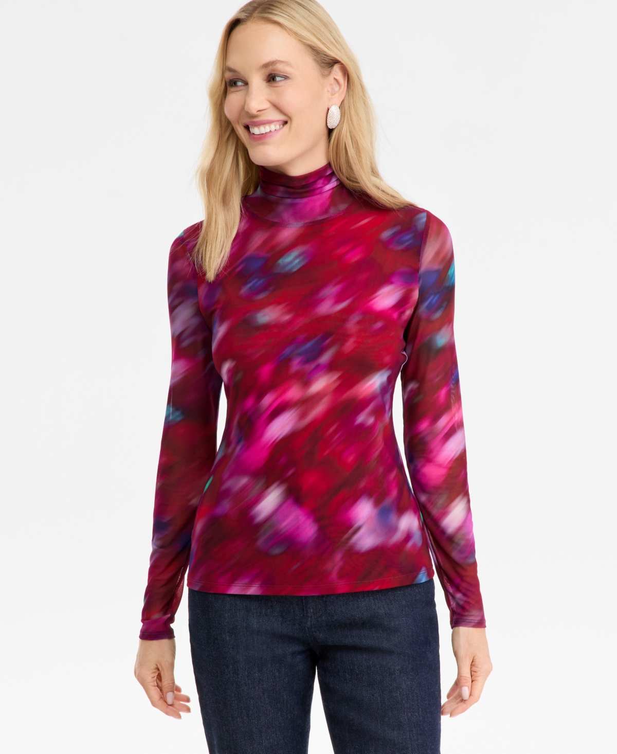 I.n.c. International Concepts Women's Printed Mock-Neck Top, Macy's Exclusive