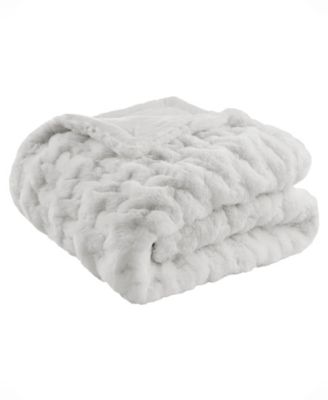 Ruched Reversible Faux-Fur Throw, 50" x 60"