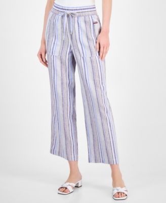 Women's Striped Drawstring-Waist Pants