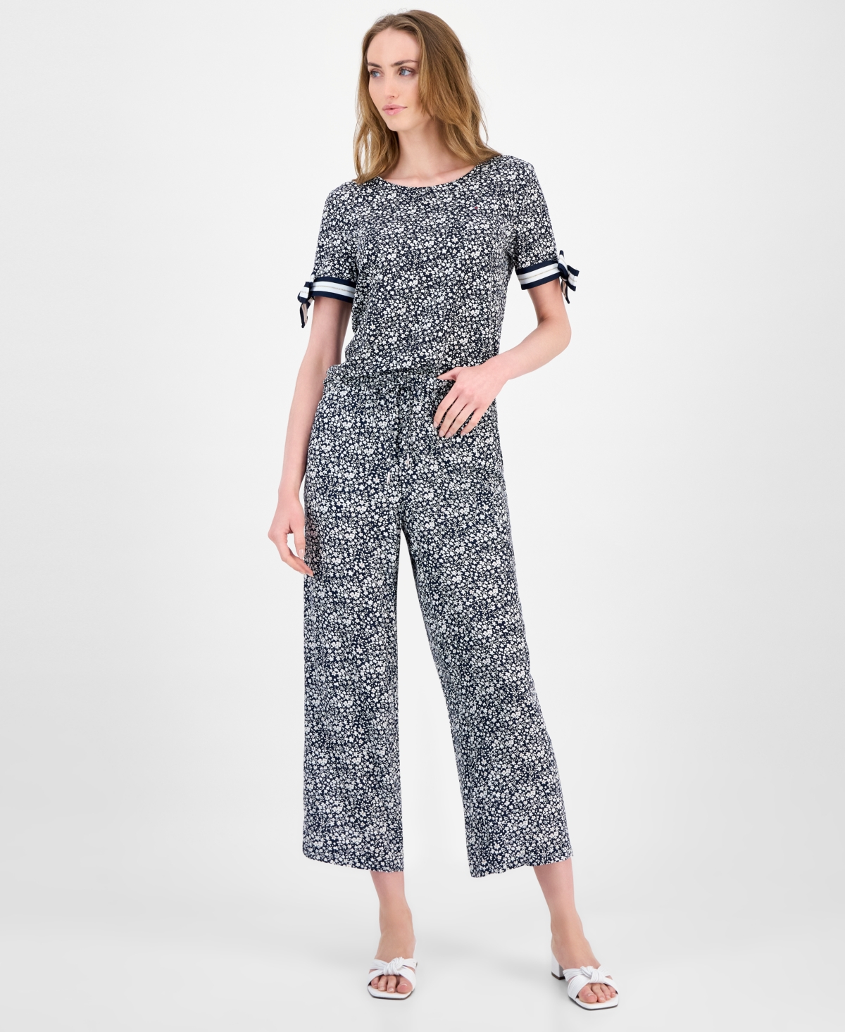Tommy Hilfiger Women's Floral Tie-Sleeve T-Shirt