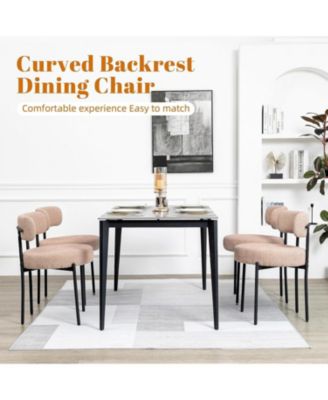 Kitchen Chairs Mid-Century Modern Dining Chairs Set of 2, Kitchen Dining Room Chairs, Boucle Upholstered Wishbone Dining Chair
