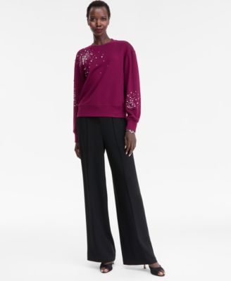 Women's Embellished French Terry Sweatshirt, Macy's Exclusive