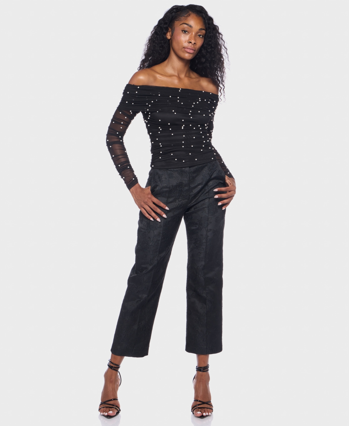 Alex & Sophia Women's Embellished Off-the-shoulder Top In Black