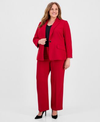 Plus Size Stretch Crepe One-Button Blazer