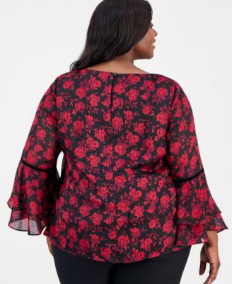 Plus Size Tiered Bell-Sleeve Top