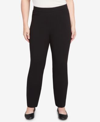 Women's Jet Setter Black Crepe Knit Medium Length Pants