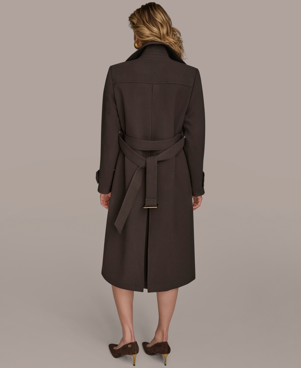 Donna Karan Women's Belted Notched-collar Trench Coat In Brown