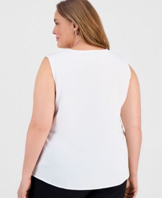 Plus Size Ruffle-Front Sleeveless Top