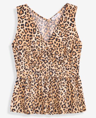 Women's Printed Sleeveless Peplum Top, Macy's Exclusive