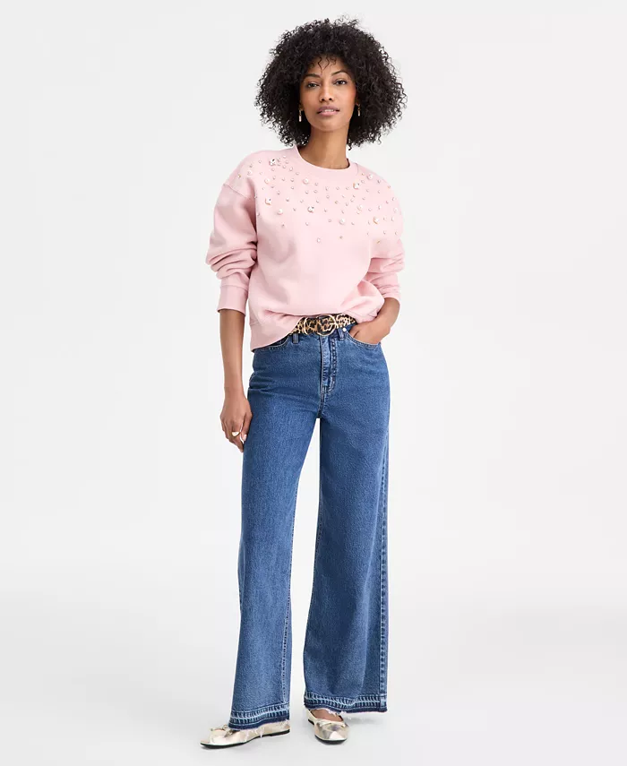 Women's Embellished Crewneck Sweatshirt - thumbnail 5