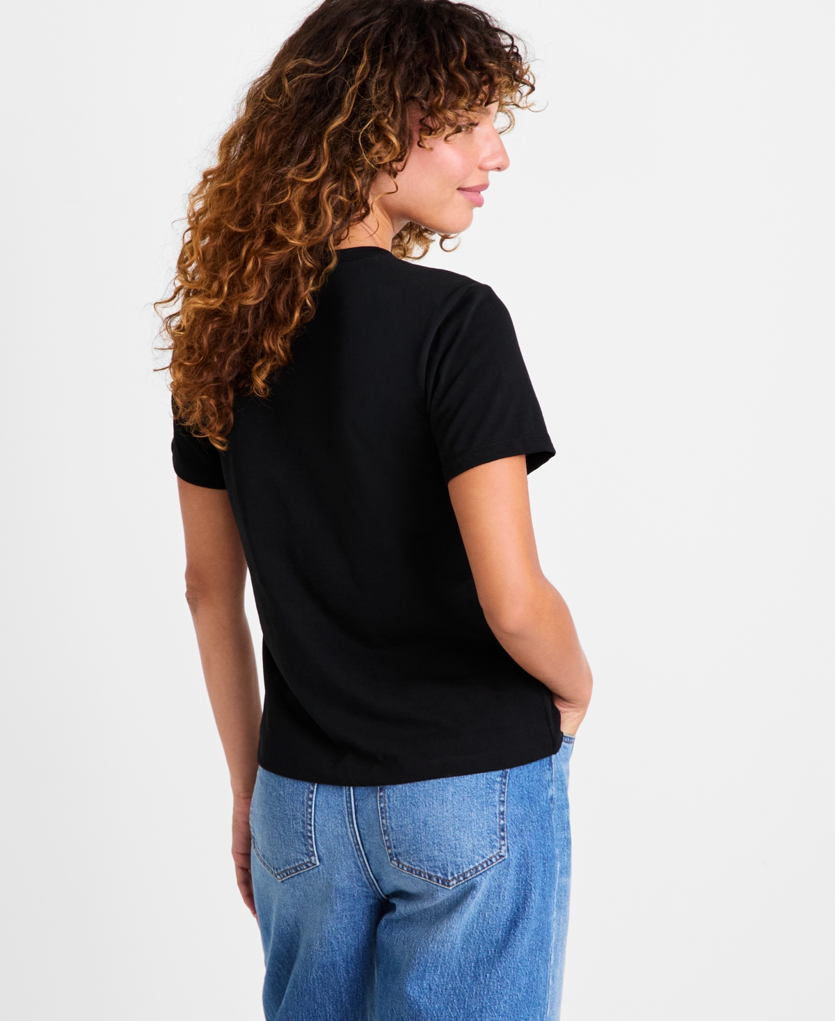 On 34th Women's Knit Rhinestone Bow T-shirt, Macy's Exclusive In Black