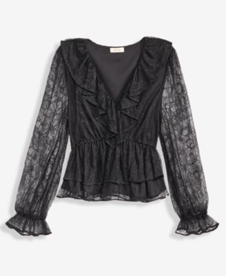 Women's V-Neck Ruffle Lace Top, Macy's Exclusive