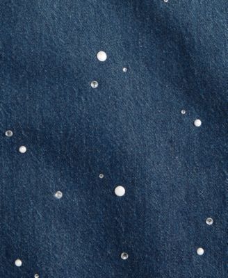 Women's Midnight-Wash Embellished Wide-Leg Jeans, Macy's Exclusive