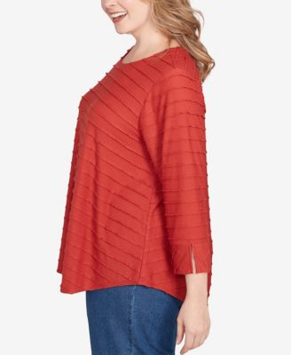 Plus Size Scalloped Jacquard Knit Top