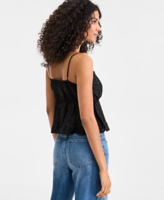 Women's Floral-Textured Sleeveless Peplum Top, Macy's Exclusive