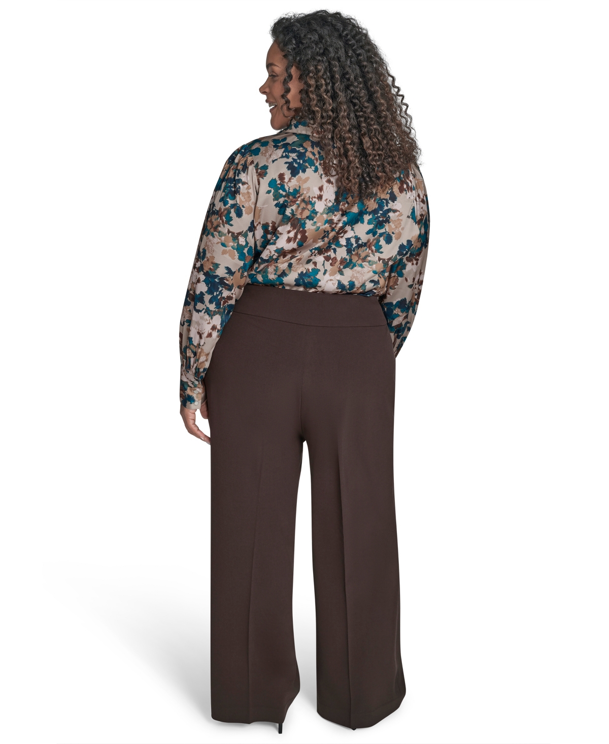 Calvin Klein Plus Size Mid-rise Wide-leg Pants In Brown