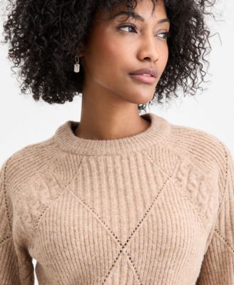 Women's Mixed-Argyle Crewneck Sweater, Macy's Exclusive
