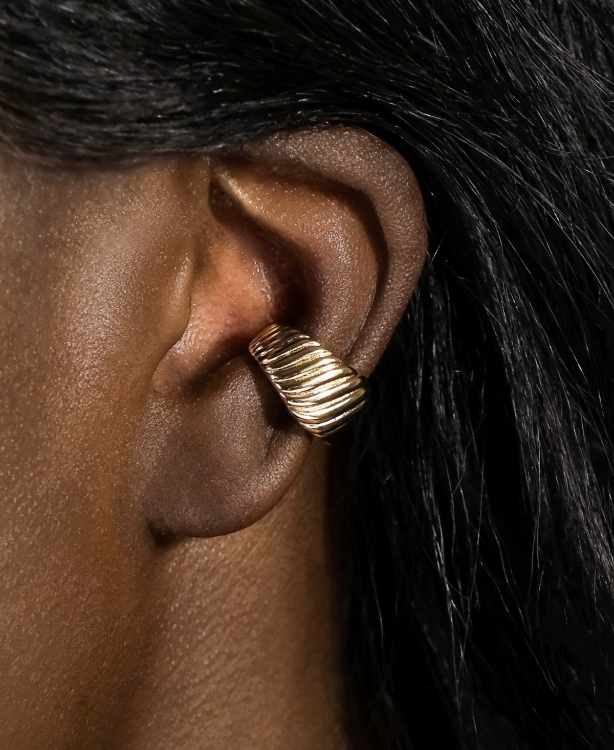 Sterling Forever Beth Twisted Croissant Ear Cuff Earrings In Gold