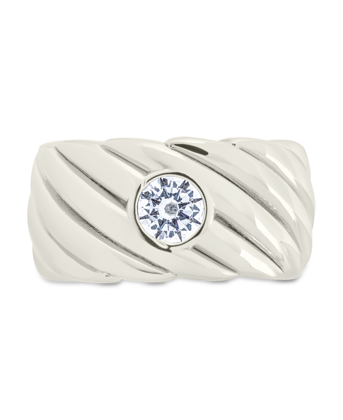 Sterling Forever Blythe Woven Cubic Zirconia Ring In Silver