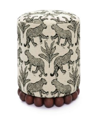 18.3" Dex Polyester Leopard Jacquard Ottoman