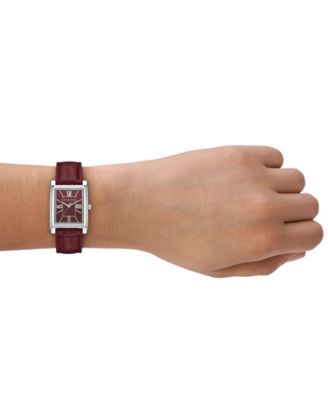 Women's Essex Three-Hand Red Leather Watch, 26x36mm