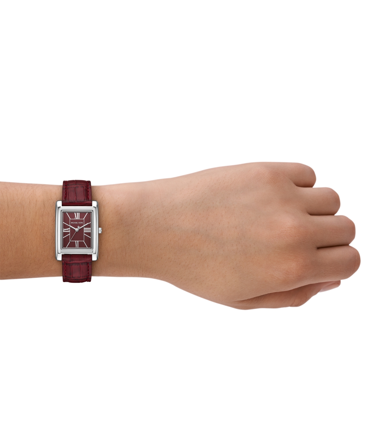 Michael Kors Women's Essex Three-hand Red Leather Watch, 26x36mm In Red