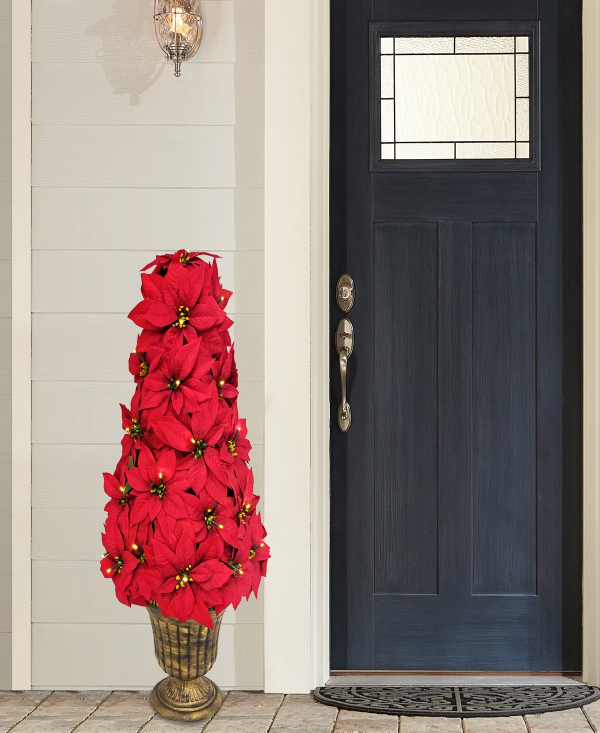 Puleo 36" Pre-Lit Artificial Potted Poinsettias