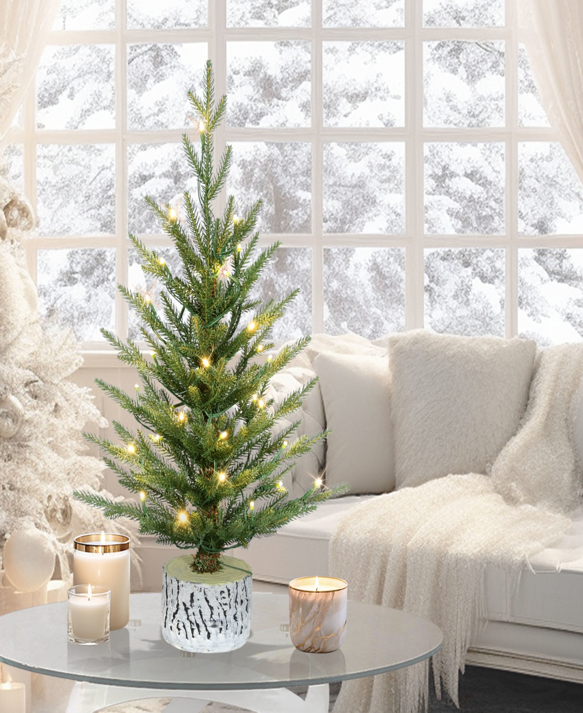 Puleo 2' Pre-lit Artificial Potted Arctic Fir Tree In Green