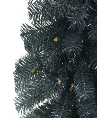 Puleo 4' Pre-Lit Black Tinsel Artificial Whimsical Halloween Tree