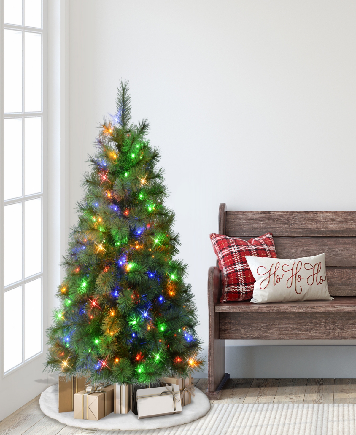 Puleo 4.5' Pre-lit Artificial Wyoming Pine Tree With Multi-function Led Lights In Green